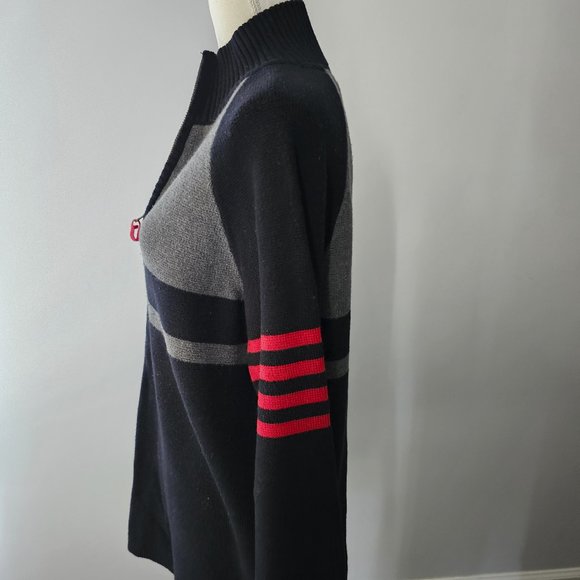 men's AEROPOSTALE 3/4 zip SWEATER black STRAIGHT HEM warm RED gray - Picture 5 of 13